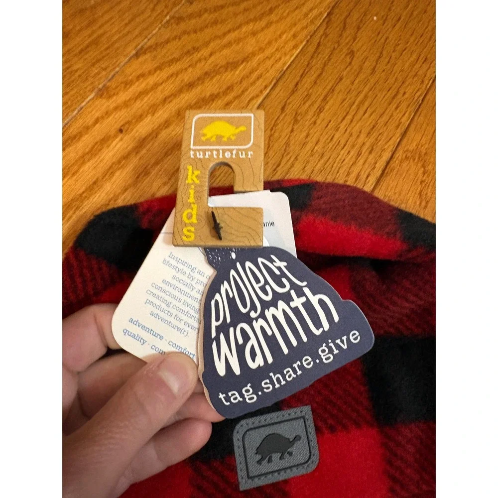 Turtle Fur Kids Playful Print Fleece Beanie Lumberjack Red Black Buffalo Check‎